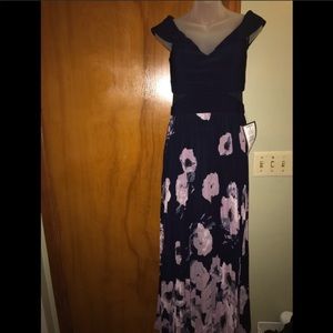 Xscape Pleated Off the Shoulder Gown